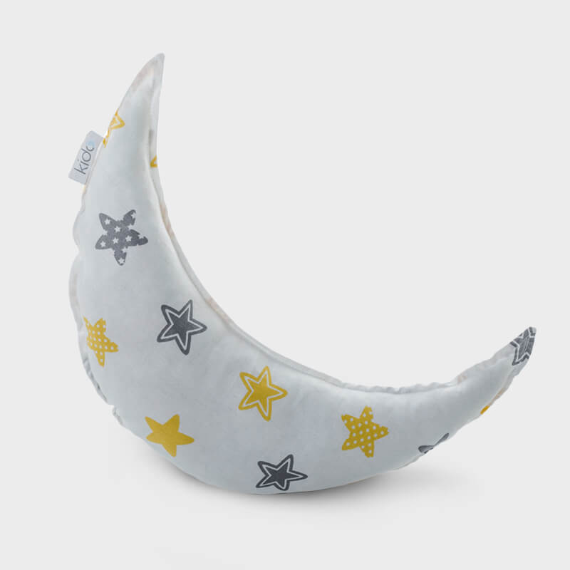 KIDO Ukrasni jastučić u obliku meseca sa žuto-sivim zvezdicama
