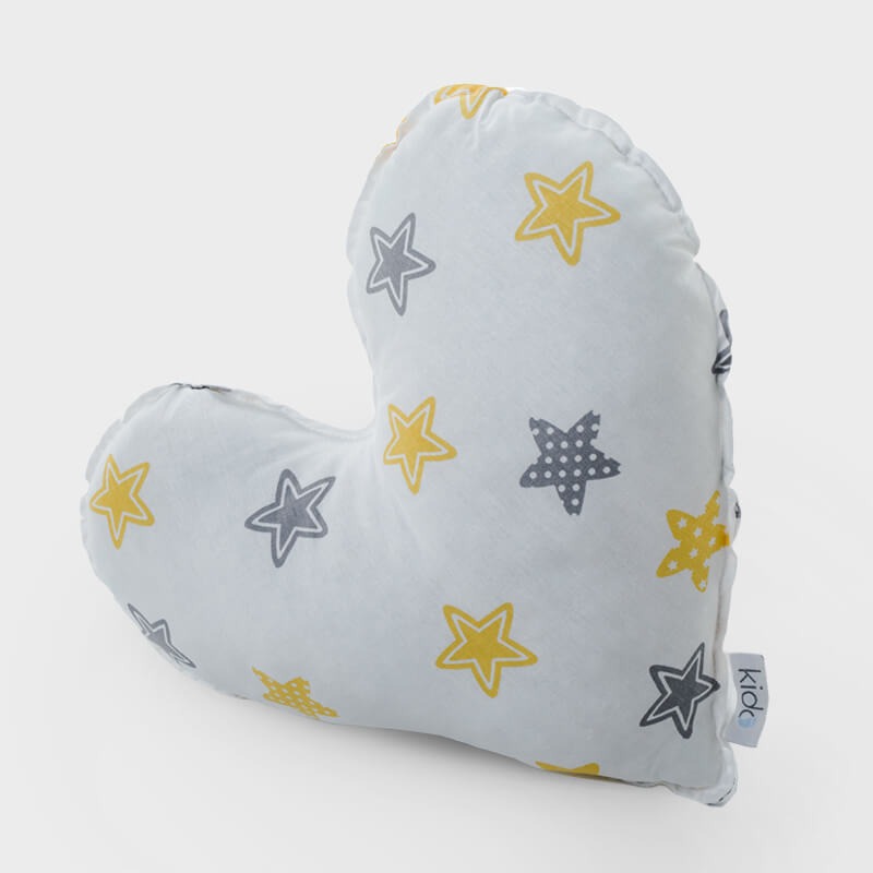 KIDO Ukrasni jastučić u obliku srca sa žuzo-sivim zvezdicama